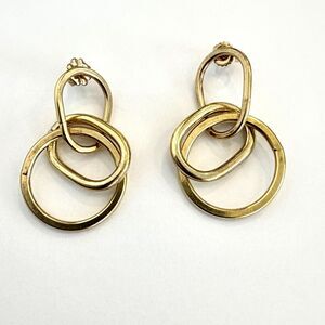Annie Costello Brown Interlocking Hoop Earrings Gold Brass